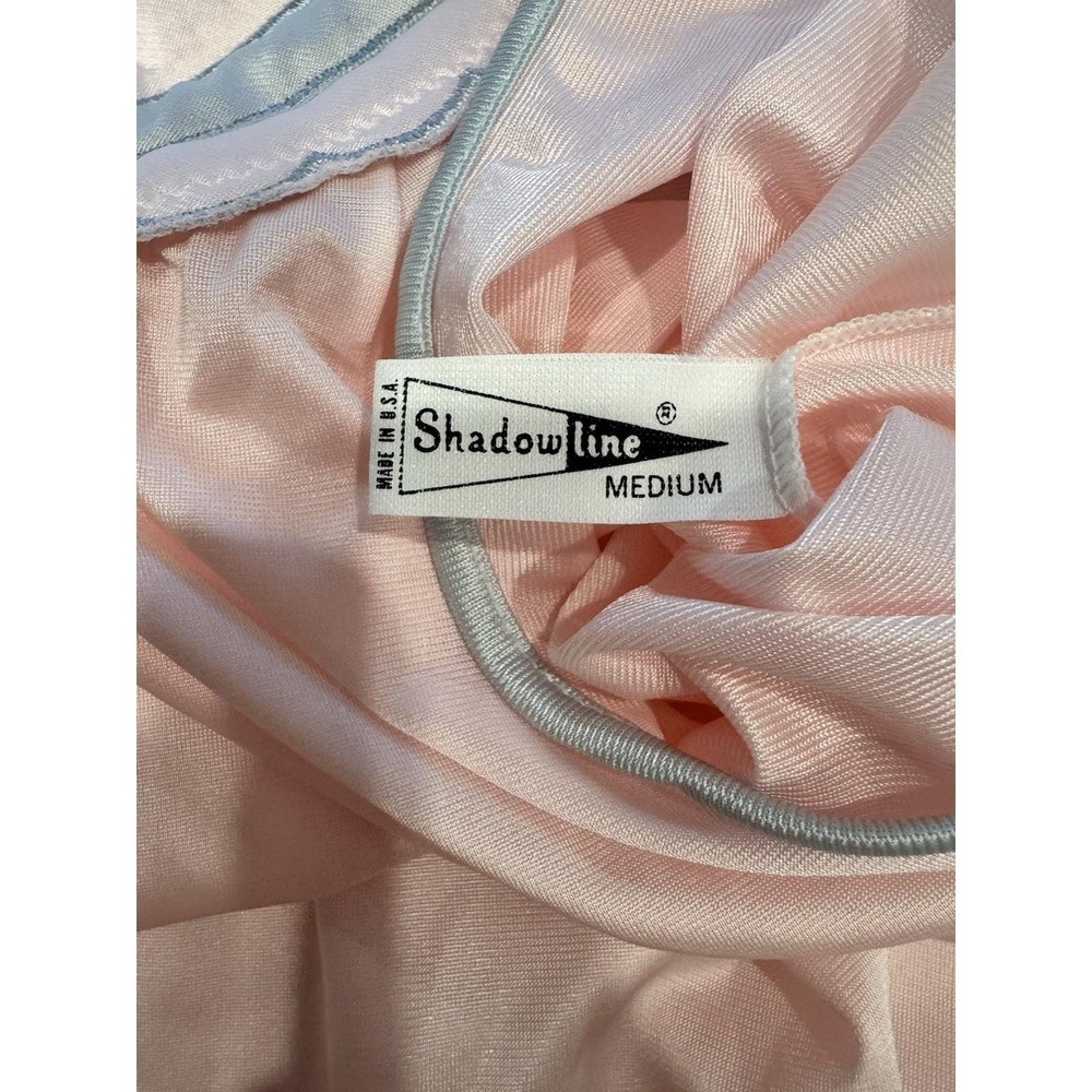 VTG Pink Nightgown Nightie Sz M USA Shadowline Nylon Cap Sleeve Embroidered - Picture 9 of 11